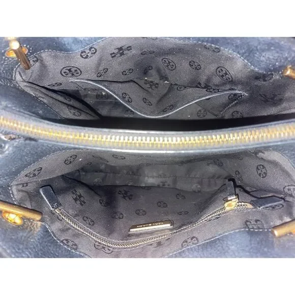 Tory Burch Medium Shoulder Chain Bag Black Leather Handbag with Gold Accents - Picture 7 of 14